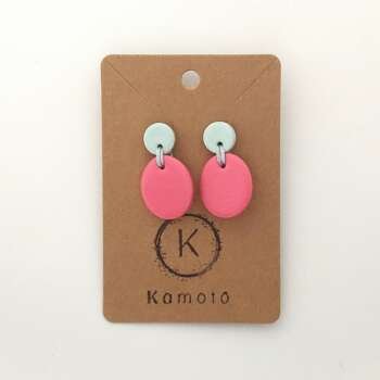 Σκουλαρίκια Design C (πράσινο-ροζ)