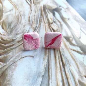 Σκουλαρίκια Red Flow (τετράγωνα)