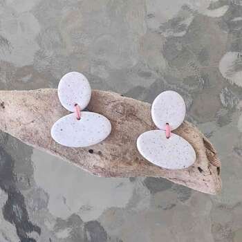 Σκουλαρίκια Design B (λευκός γρανίτης)