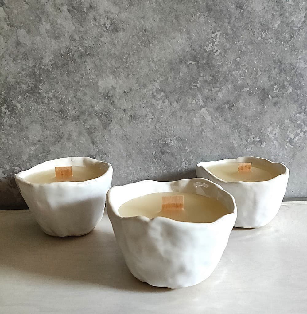 Επαναχρησιμοποιούμενο χειροποίητο κεραμικό δοχείο με κερί