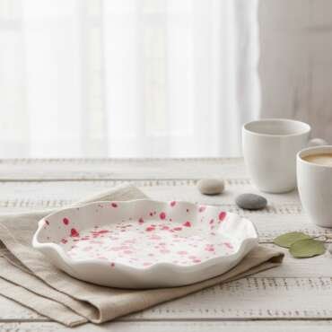 Λευκό Κεραμικό Πιάτο Red Splash 2