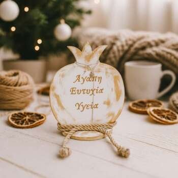 Μεγάλο Χρυσό Γούρι Ρόδι με Βάση 1