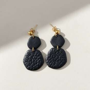 Σκουλαρίκια Leather Like - Black