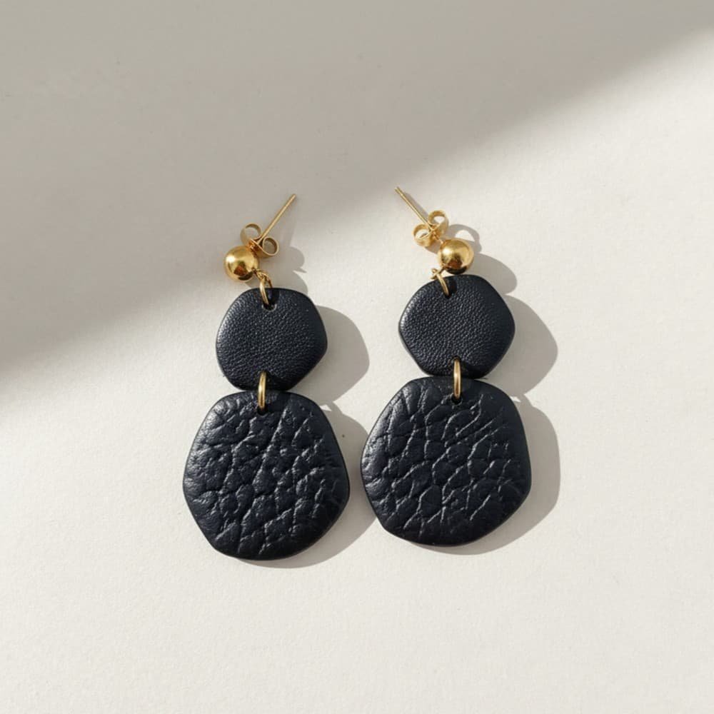 Σκουλαρίκια Leather Like - Black