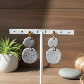 Σκουλαρίκια Leather Like - Grey