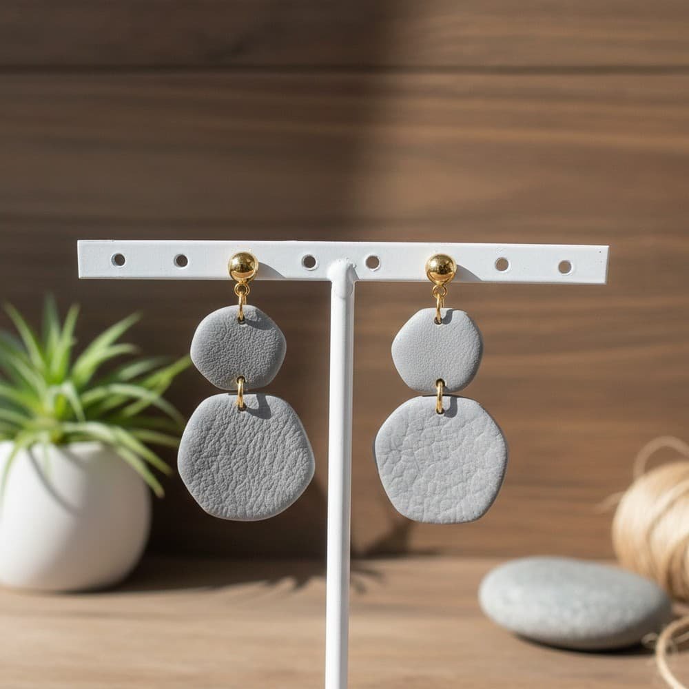 Σκουλαρίκια Leather Like - Grey