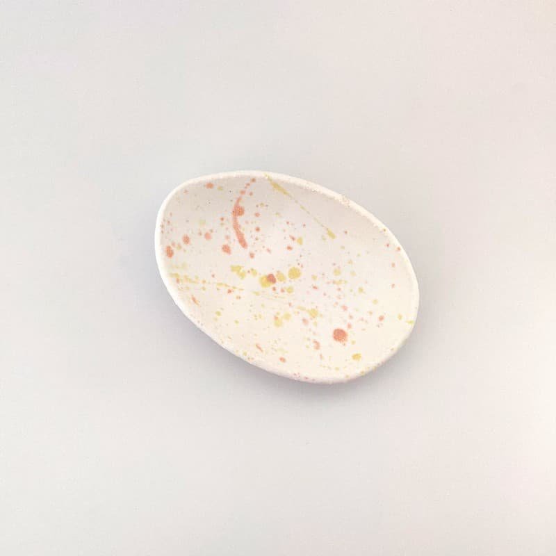 Πασχαλινό Πιατάκι Αυγό με Πιτσιλιές Ροζ-Κίτρινο